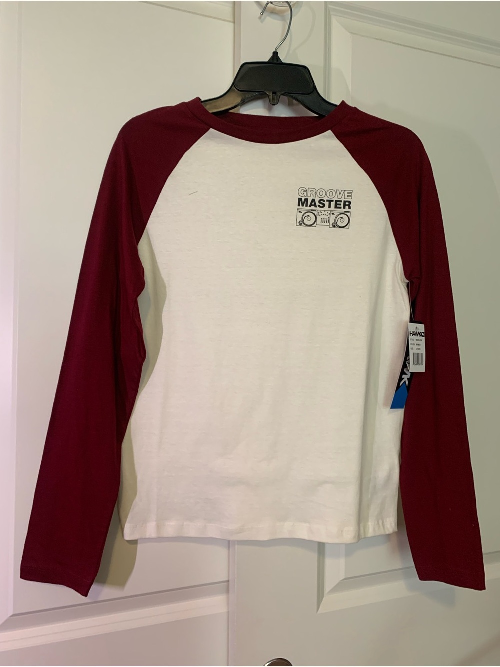 Tony Hawk White & Maroon Raglan Long-Sleeve Tee - Groove Master